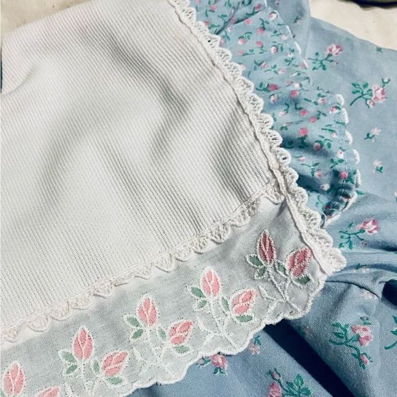 1970s calico cornflower blue dress above knee back to school on the prairie - Picture 9 of 9